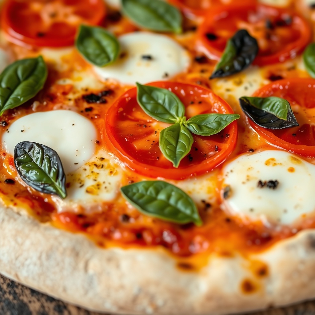 Margherita pizza with basil
